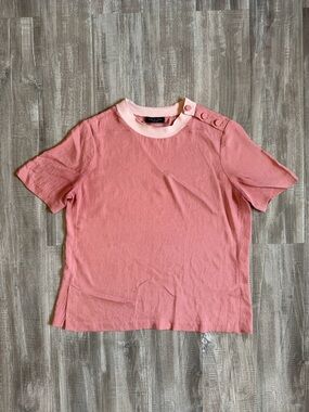 rag & bone Pink Short Sleeve Button-Shoulder Tee